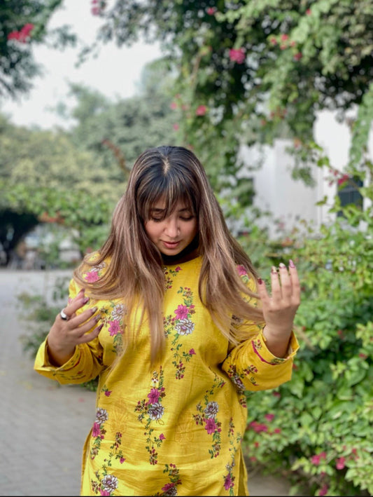 KHADDAR 2PC - YELLOW - HasaanBakhsh