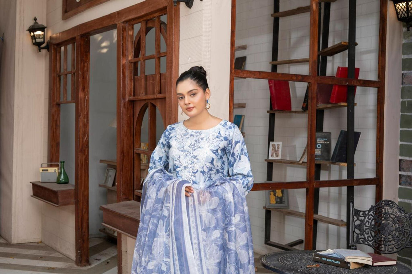 LS - 05 Blue Printed Lawn 3PC - HasaanBakhsh
