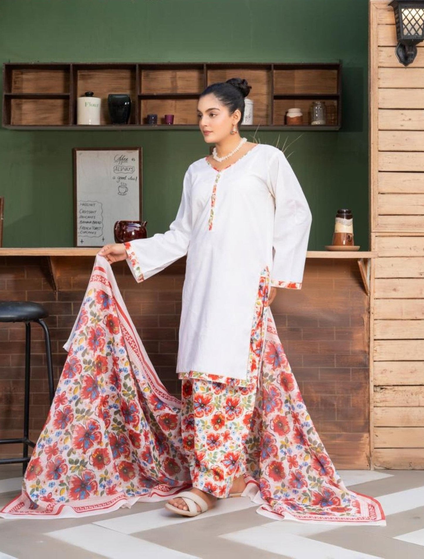 LS - 01 White Lawn 3PC - HasaanBakhsh