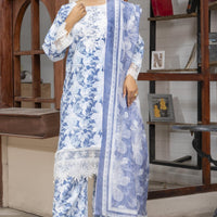 LS-05 Blue Printed Lawn 3PC