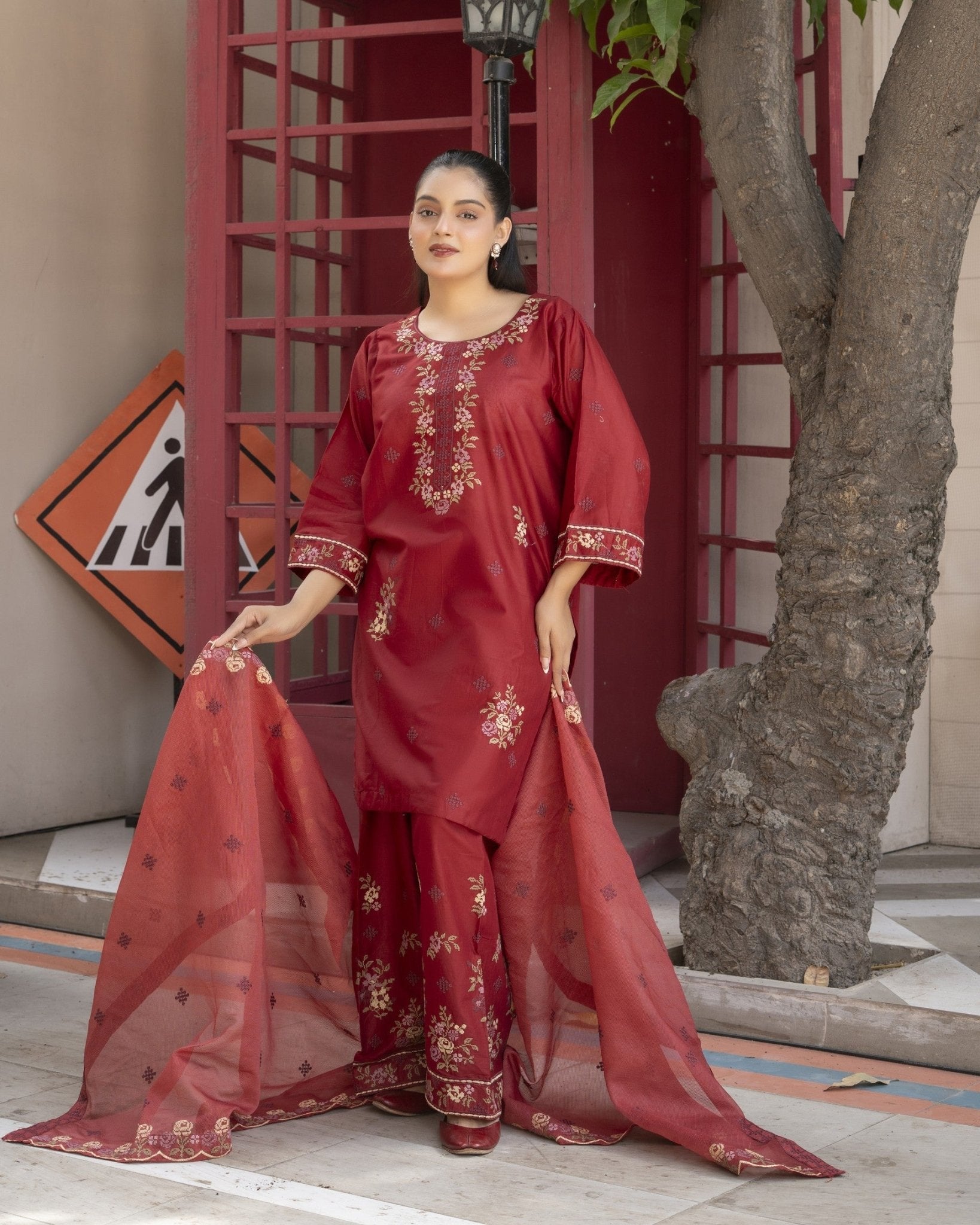 RED BLOOM 3PC - HasaanBakhsh