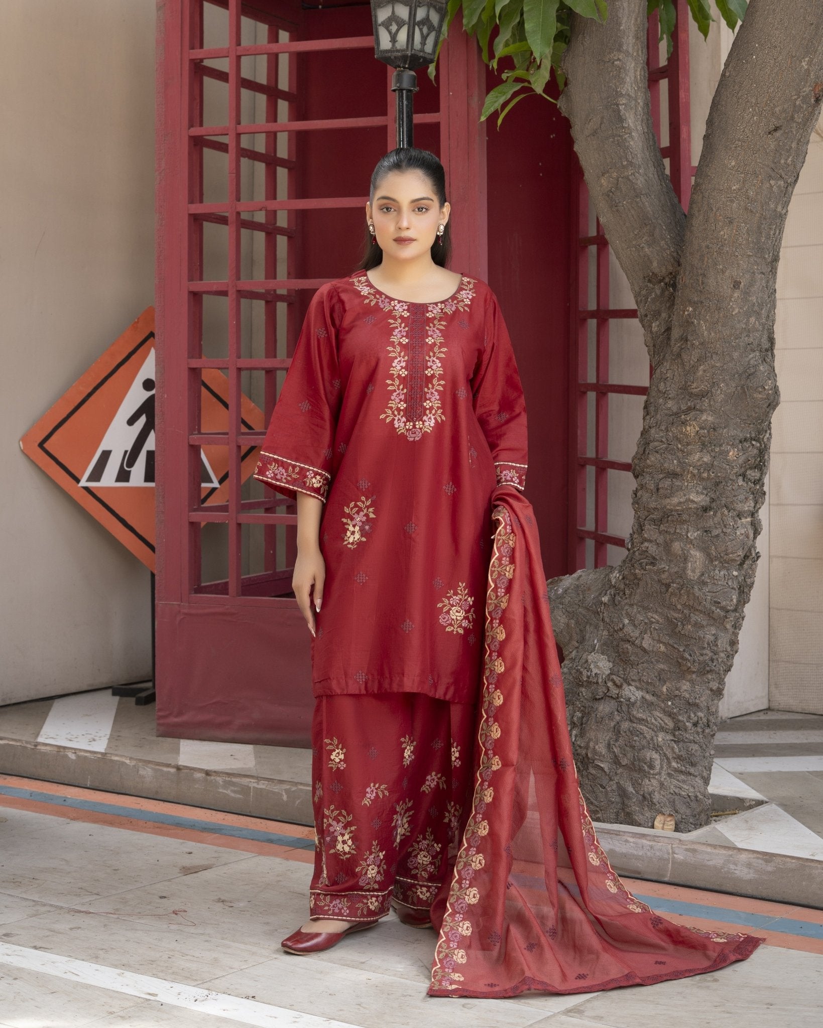 RED BLOOM 3PC - HasaanBakhsh