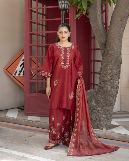RED BLOOM 3PC - HasaanBakhsh
