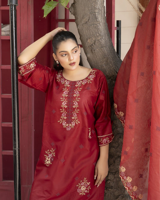 RED BLOOM 3PC - HasaanBakhsh